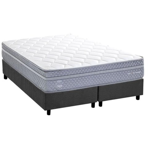 Conjunto Box Queen: Colchão Molas Herval Maxspring C1780 + Base Crc Suede Gray (158x198)