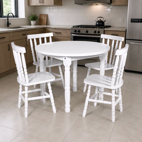 Conjunto Mônaco Tampo Redondo 100x100 com 4 Cadeiras Jm Móveis