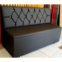 Ver imagem 1 de POLTRONA SOFA BOOTH CAPITONE Á MÃO COR PRETO BOTOES DOURADO