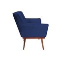 Ver imagem 2 de Poltrona Berlim Decorativa Estofada Veludo Azul Marinho Base em Maderia Maciça