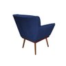 Poltrona Berlim Decorativa Estofada Veludo Azul Marinho Base em Maderia Maciça - 3