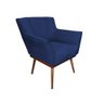 Poltrona Berlim Decorativa Estofada Veludo Azul Marinho Base em Maderia Maciça - 1