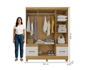 Ver imagem 7 de Kit Guarda Roupa 6 Portas 2 Gavetas e Cômoda 4 Gavetas Premium Quarto Luxo Cor Freijo/off White