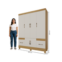 Ver imagem 5 de Kit Guarda Roupa 6 Portas 2 Gavetas e Cômoda 4 Gavetas Premium Quarto Luxo Cor Freijo/off White