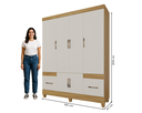Ver imagem 5 de Kit Guarda Roupa 6 Portas 2 Gavetas e Cômoda 4 Gavetas Premium Quarto Luxo Cor Freijo/off White