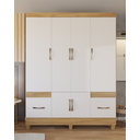 Ver mais imagens de Kit Guarda Roupa 6 Portas 2 Gavetas e Cômoda 4 Gavetas Premium Quarto Luxo Cor Freijo/off White