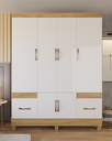 Ver mais imagens de Kit Guarda Roupa 6 Portas 2 Gavetas e Cômoda 4 Gavetas Premium Quarto Luxo Cor Freijo/off White