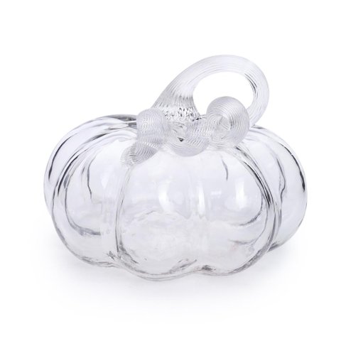 Escultura Decorativa Abobora Vidro Transparente 21cm