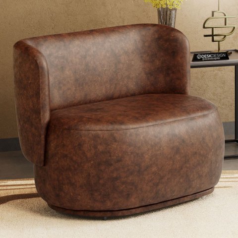 Namoradeira Decorativa Orgânica Molly 02 Lugares Couríssimo Whisky - Desk Design