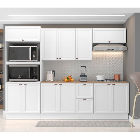 Cozinha Completa Clássica Modulada 7 Peças 270cm Unna Poliman Móveis