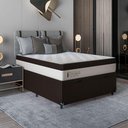 Ver imagem 2 de Baú Viúva + Colchão Molas Ensacadas Suede Veludo Marrom