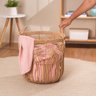 Cesto Redondo 49cm com Alças Arcos Textura Palha Rattan - Oikos - 6