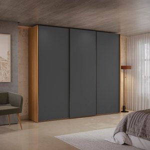 Guarda-roupa Casal 3 Portas de Correr e 4 Gavetas Elegance