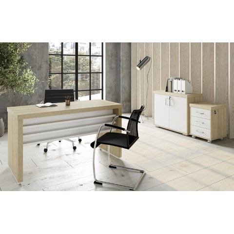 Conjunto Escritório: Mesa 6198+ Balcão 6200+ Gaveteiro 6203