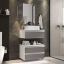 Ver imagem 1 de Conjunto Gabinete Banheiro Creta 60cm (gabinete+espelheira+cuba) Branco Cinza