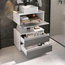 Ver imagem 6 de Conjunto Gabinete Banheiro Creta 60cm (gabinete+espelheira+cuba) Branco Cinza