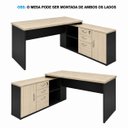 Ver imagem 3 de Conjunto Mesa Pedestal Presidente em L + Cadeira de Escritório Ergonômica Armário Lateral 3 Gavetas