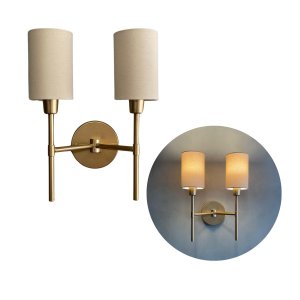 Arandela Luminária de Parede Imperial Clássica Bivolt com Cúpula 2 Bege Algodão