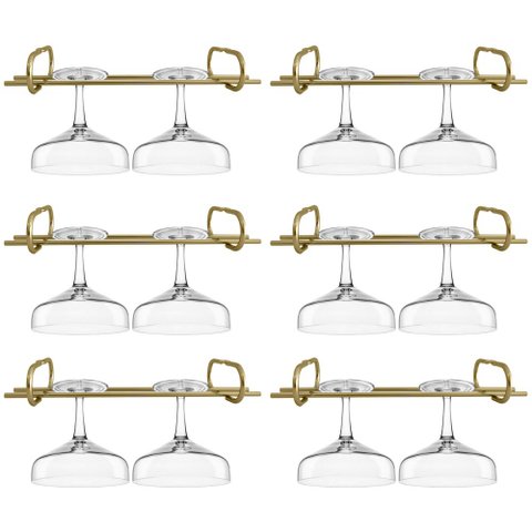 Kit 6 Organizadores Porta Taças 25cm Suportes para Pendurar Taças Dourado