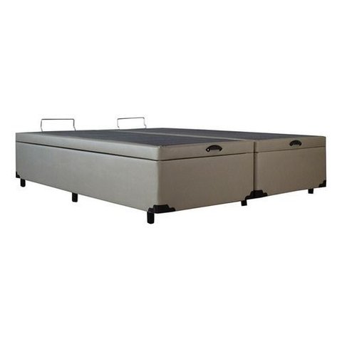 Cama Box Baú Queen com Blindagem Fabricação Própria Blindada - Corino - Bege