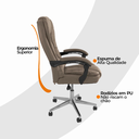 Ver imagem 5 de Cadeira de Escritório Presidente Reclinável Ergonômica - Bege