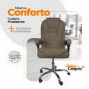 Ver mais imagens de Cadeira de Escritório Presidente Reclinável Ergonômica - Bege