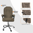 Ver imagem 7 de Cadeira de Escritório Presidente Reclinável Ergonômica - Bege