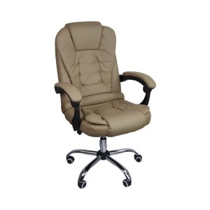 Cadeira de Escritório Presidente Reclinável Ergonômica - Bege