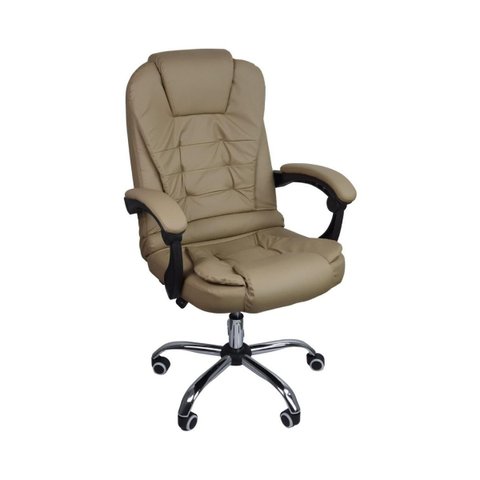 Cadeira de Escritório Presidente Reclinável Ergonômica - Bege