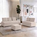 Ver imagem 3 de Sofá 6 Lugares para Sala de Estar Living Modular Adah M03 Veludo Bege - Lyam Decor