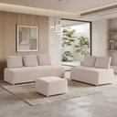 Ver imagem 1 de Sofá 6 Lugares para Sala de Estar Living Modular Adah M03 Veludo Bege - Lyam Decor