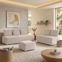 Ver imagem 4 de Sofá 6 Lugares para Sala de Estar Living Modular Adah M03 Veludo Bege - Lyam Decor