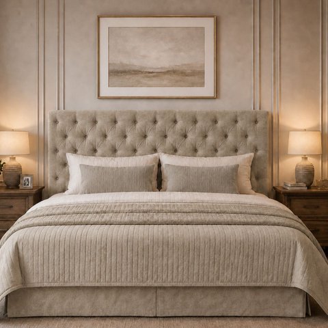 Cabeceira de Casal Estofada Captone 1,38 Mts Luna Vilajo: Suede Crush Cappucino