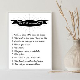 Quadro Decorativo Os 10 Mandamentos 33x24cm - com Vidro:moldura Branca - 2