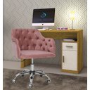 Ver imagem 3 de Cadeira Poltrona Ágata Rosê Giratória com Regulagem de Altura e Rodinhas