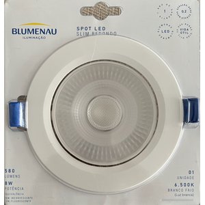 Kit 10 Spot Led Slim Redondo 8w Bivolt 6500k Luz Branca