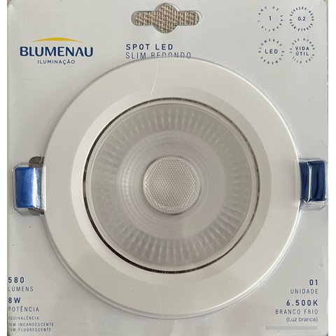 Kit 10 Spot Led Slim Redondo 8w Bivolt 6500k Luz Branca