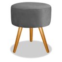 Ver imagem 1 de Puff Pufinho Redondo Pés Palito Suede Cinza Recepção Sala Quarto - Bela Móveis