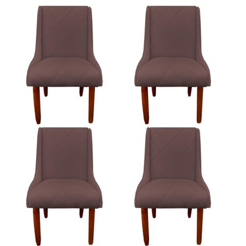 Kit 04 Cadeiras Para Sala de Jantar Lizz Pés Palito Veludo Rosê D'Classe Decor