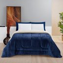 Ver imagem 2 de Coberdrom Sherpa e Flannel Everest Queen Manta Alta 150g 01 Peça - Marinho