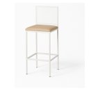 Ver imagem 3 de Banqueta Alta Angola Branca com Encosto Aço e Assento Estofado Corino Cozinha Bar Gourmet 99cm