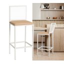 Ver imagem 1 de Banqueta Alta Angola Branca com Encosto Aço e Assento Estofado Corino Cozinha Bar Gourmet 99cm