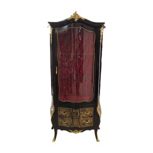 Cristaleira Imperial Clássica com Fundo em Captonê Vermelho - 193x94x48cm Prime Home Decor 37185