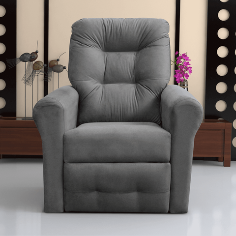 Poltrona Lyon 2 Estágios Reclinável Suede Cinza 83x80cm para Sala e Quarto