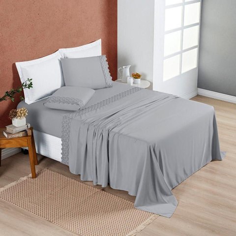 Jogo Cama King Cherry Bordado Inglês 4 Pçs Graf
