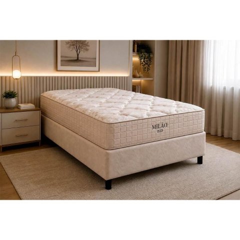 Cama Box Crc Solteiro +Colchão D33 Milão Orthoflex 88x188x26