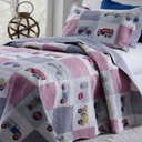 Ver imagem 2 de Kit Cobre Leito Colcha Solteiro Infantil Studio Dupla Face Estampado 2 Peças - Carros - Cinza - 100