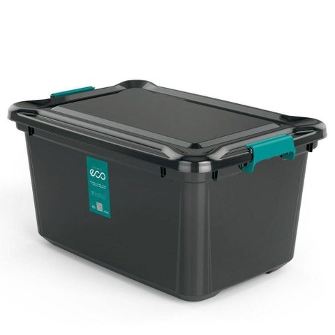 Caixa Plástica Organizadora 27 Litros Plasvale Eco Preto