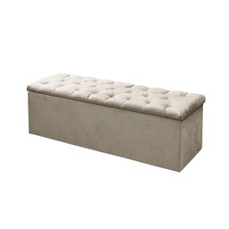 Kit Cabeceira + Calçadeira Baú Mirage Queen 160cm Suede Bege - DL Decor - 3