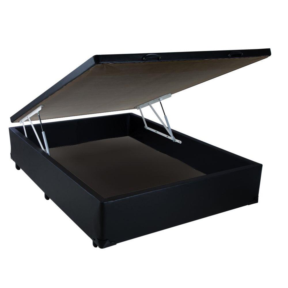 Base Box Baú Viúva NK Camas Sintético Preto 41x128x188 - 1